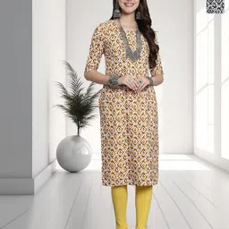 HERE&NOW Selection Of 2 Floral Printed Round Neck Straight Kurtas-image-100
