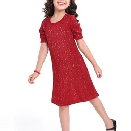 Hola Bonita Puff Sleeve A-Line Midi Dress-image-74