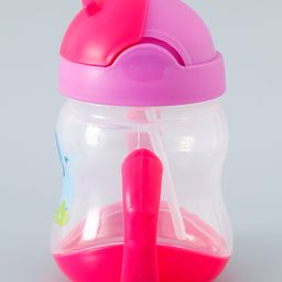 fab n funky Straw Sipper  with Twin Handle & Straw Elephant Print Pink - 200 ml image 4