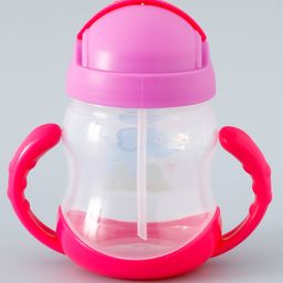 fab n funky Straw Sipper  with Twin Handle & Straw Elephant Print Pink - 200 ml image 5