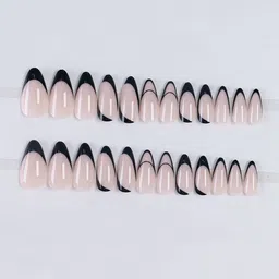 Secret Lives 24-Pcs Glossy Almond Shape With Curve Design Nail Art-39