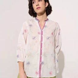Akkriti By Pantaloons White Regular Fit Printed Tunic-image-65