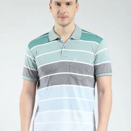 Monte Carlo Green Regular Fit Striped T-Shirt-39