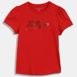 Tommy Hilfiger Blush Red Logo Regular Fit T-Shirt-image-84