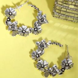 Sohi Silver-Plated Circular Hoop Earrings-20