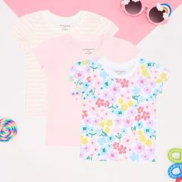 Pantaloons Baby Girls Multicoloured T-Shirts - Pack of 3-image-89