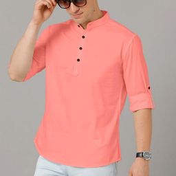 Fifth U Men Peach Kurta-image-96