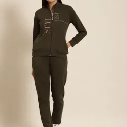 Sweet Dreams Olive Cotton Blend Graphic Print Tracksuit-image-44