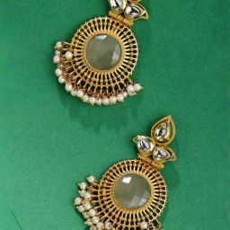 Sohi Gold-Plated Kundan-Studded Contemporary Drop Earrings-21