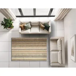 Saral Home Brown Polyester Stripes Antiskid Backing Modern Design Floor Carpet-image-18