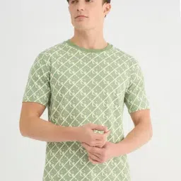Gant Mens Green Round Neck Short Sleeve Monogram Geometric T-Shirt-picture-29