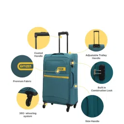 Citizen Journey Pulse Turquoise Solid Soft Medium Trolley Bag - 68 Cms image 5