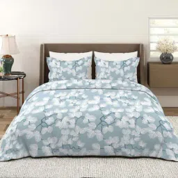 Layers Bloom Blue Microfiber 115 GSM Double Bedsheet with 2 Pillow Covers-image-54