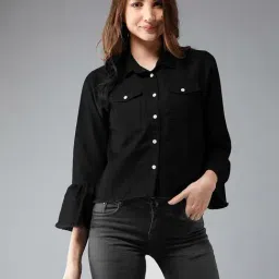DOLCE CRUDO Black Relaxed Fit Denim Jacket-picture-18