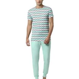 Peter England Blue Regular Fit Printed T-Shirt & Joggers Set-picture-24