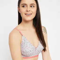 Clovia Grey & Pink Non Wired Non Padded Full Coverage Bra-picture-14