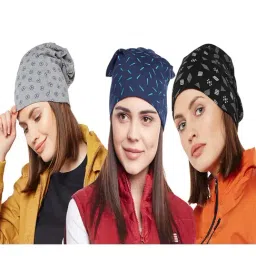 Vimal Jonney Multicolor Printed Beanies Set of 3-13