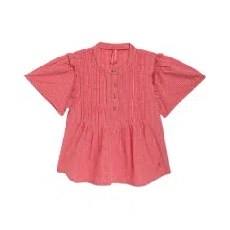 Blue Giraffe Kids Red Checks Top-image-97