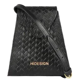 Hidesign Black Textured Medium Sling Handbag-16