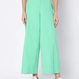 Vero Moda Green Flared Fit High Rise Pants-image-49
