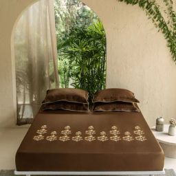 DDECOR Live beautiful Damask Cocoa Brown 210 TC Cotton King Bed Sheet with 2 Pillow Covers-image-39