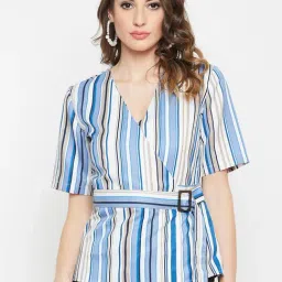Carlton London Blue Striped Peplum Top-image-19