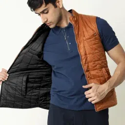 Rare Rabbit Orange Regular Fit Solid Jacket-image-55