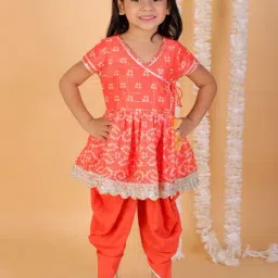 Lil Drama Kids Peach with Orange Printed Kurta with Dhoti-image-69