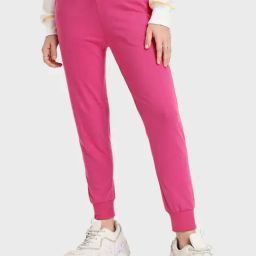 Bewakoof Pink Mid Rise Joggers-image-98