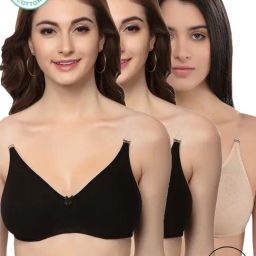 Inner Sense Black & Beige Full Coverage Backless Bra - Pack of 3-picture-7