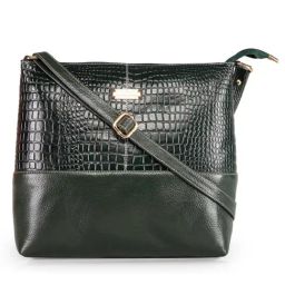 Genwayne Green Leather Textured Medium Cross Body Bag-image-45
