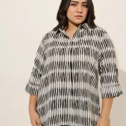 Gia by Westside Black Abstract Printed High-Low Shirt-picture-25
