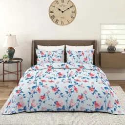 Layers Aura Blue Microfiber 110 GSM King Bedsheet with 2 Pillow Covers-image-31