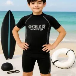 Bubble Berry Boys Black Printed Swimsuit-picture-30