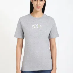 Tommy Hilfiger Grey Cotton Relaxed Fit Logo Printed T-Shirt-image-21