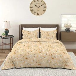 Layers Aura Beige Microfiber 110 GSM King Bedsheet with 2 Pillow Covers-picture-20