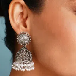 Abdesigns Silver Elegant Minimal Dangler Jhumkas Earrings-image-83