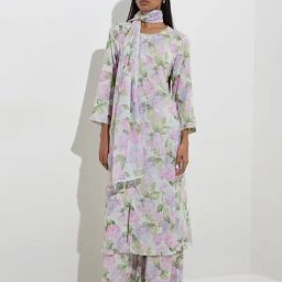 Zuba by Westside Multicolour Foliage Design Cotton-Blend Dupatta-image-6