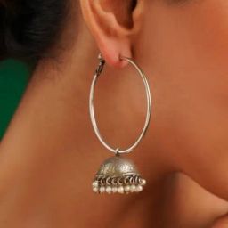 Abdesigns Silver Elegant Oxidized Dangler Earrings-25