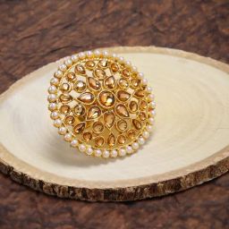 Zaveri Pearls Gold Tone Circular Shape Traditional Finger Ring-ZPFK8826-34