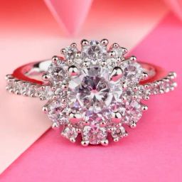 Lilly & Sparkle Brass Rhodium Plated Floral Adjustable Finger Ring with CZ Stone-picture-14