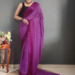 Satrani Purple Woven Saree With Unstitched Blouse-image-94