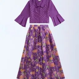 Utsa Kids by Westside Purple Floral Pattern Ethnic Set-picture-14