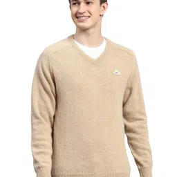 Monte Carlo Beige Wool Blend Regular Fit Solid Pullover image 5