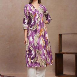 Fashor Purple Cotton Embroidered Straight Kurta-image-92