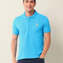 U.S. Polo Assn. Blue Cotton Slim Fit Polo T-Shirt-image-30