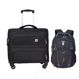 SWISS MILITARY Luggage Bag & Laptop Bag Combo 32 L & 31 L Black ABS, LTB7_LBP76A-image-92