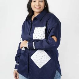 LASTINCH Blue Embellished Casual Shirt-image-68