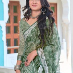 Anouk Rustic Printed Sungudi Saree With Blouse Piece image 5