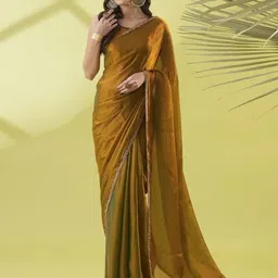 VRAGI Beads and Stones Pure Chiffon Ready to Wear Saree-image-39